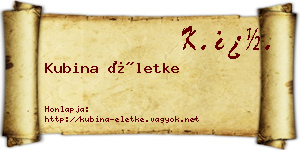 Kubina Életke névjegykártya